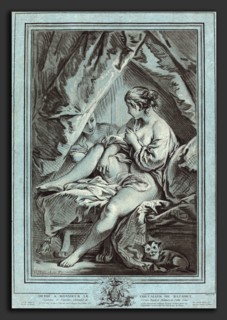 Louis-Marin Bonnet after FranÃ§ois Boucher (French, 1736 - 1793), Young Woman Seated on a Bed,