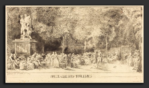 Gabriel Jacques de Saint-Aubin (French, 1724 - 1780), Les chaises [lower half], 1760, etching,