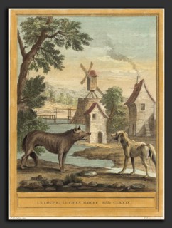 Louis-Simon Lempereur after Jean-Baptiste Oudry (French, 1728 - 1807), Le loup et le chien maigre,
