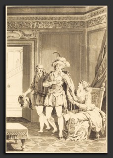 after Jean-Jacques-FranÃ§ois Le Barbier I, Joconde: Le depart, etching