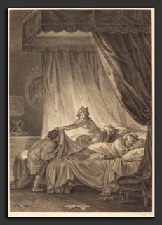 Charles Louis Lingée after Jean-Honoré Fragonard (French, 1748 - 1819), Joconde: Le lit, etching