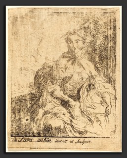 Gabriel Jacques de Saint-Aubin (French, 1724 - 1780), Young Woman on the Terrace (La jeune femme a