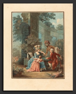 Louis-Marin Bonnet after Pierre-Antoine Baudouin (French, 1736 - 1793), Le Gouter, color stipple