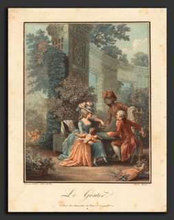 Louis-Marin Bonnet after Pierre-Antoine Baudouin (French, 1736 - 1793), Le Gouter, color stipple