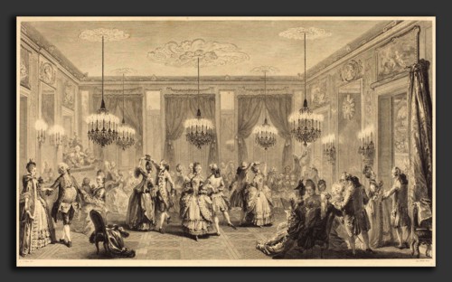 Antoine-Jean Duclos after Augustin de Saint-Aubin (French, 1742 - 1795), Le bal paré, 1774, etching