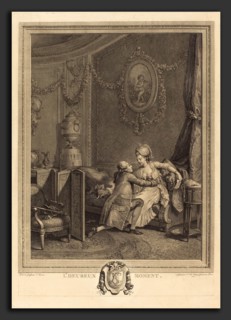 Nicolas Delaunay after Nicolas Lavreince (French, 1739 - 1792), L'heureux moment, 1777, etching and