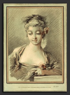 Gilles Demarteau, the Elder after FranÃ§ois Boucher (French, 1722 - 1776), Young Woman with a Rose,