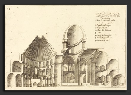 Jacques Callot (French, 1592 - 1635), Cross-Section of the Church of the Holy Sepulchre, 1619,