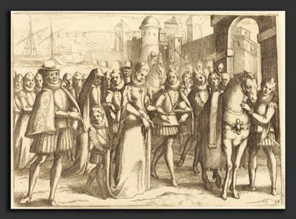 Jacques Callot (French, 1592 - 1635), Arrival at Valencia, 1612, etching on laid paper [restrike]
