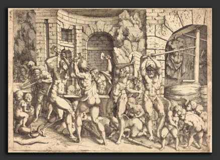 Louis Elle I after Francesco Primaticcio (French, 1612 - 1689), The Forge of Vulcan, etching