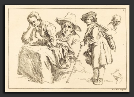 FranÃ§ois Boucher after Abraham Bloemaert (French, 1703 - 1770), Figure Studies including  Standing