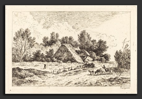 Nicolas Pérignon (French, 1726 - 1782), A Low Cottage with a Herdsman Leading His Flock, 1771,