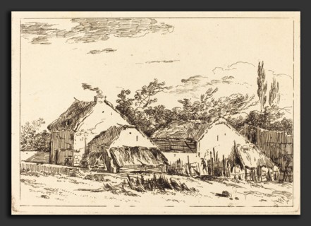 Louis Gabriel Moreau (French, 1739 - 1806), Two Barns, etching