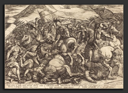 Antonio Tempesta (Italian, 1555 - 1630), The Defeat of the Amalikits by the Hebrews, 1613, etching