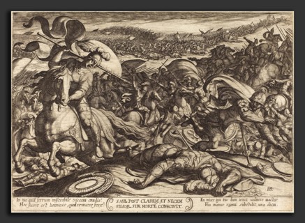 Antonio Tempesta (Italian, 1555 - 1630), Saul Kills Himself after the Defeat of his Army by the