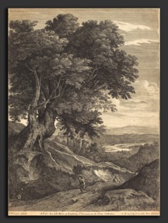 Jean Morin (French, c. 1600 - 1650), Hilly Landscape with Travelers on Foot, etching