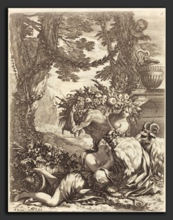 Michel Dorigny (French, 1617 - 1665), Faun Embracing a Bacchante, 1650s, etching with engraving on