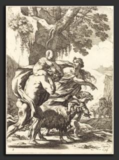 Nicolas Chapron (French, 1612 - c. 1656), Faun and Bacchante with a Child, 1650s, etching with