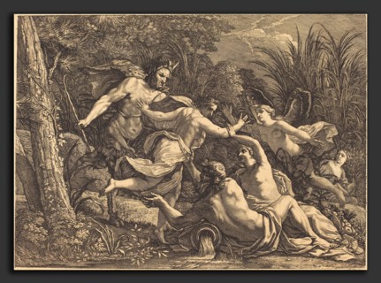 Michel Dorigny (French, 1617 - 1665), Pan and Syrinx, engraving