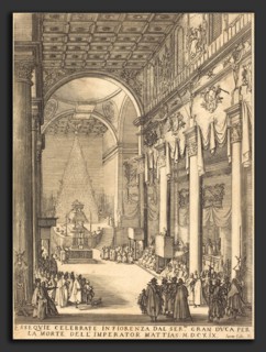 Jacques Callot (French, 1592 - 1635), The Catafalque of the Emperor Mathias, 1619, etching and