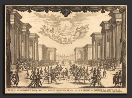 Jacques Callot (French, 1592 - 1635), Third Intermezzo, 1617, etching