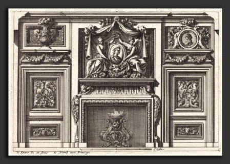 Jean Lepautre (French, 1618 - 1682), Fireplaces and Other Interior Decorations, etching