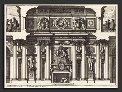 Jean Lepautre (French, 1618 - 1682), Fireplaces and Other Interior Decorations, etching
