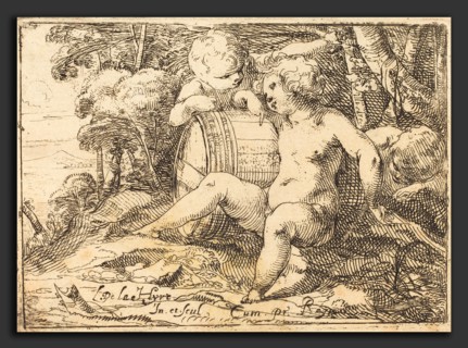 Laurent de La Hyre (French, 1606 - 1656), Three Bacchic Children, 1620s, etching on laid paper