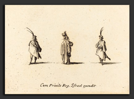 Jacques Callot (French, 1592 - 1635), Lady in Long Cloak, and Two Gentlemen, probably 1634, etching