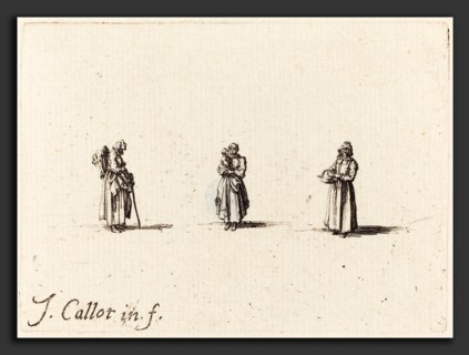 Jacques Callot (French, 1592 - 1635), Three Women, One Holding a Child, probably 1634, etching