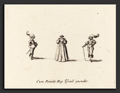 Jacques Callot (French, 1592 - 1635), Lady Seen from Behind, and Two Gentlemen, probably 1634,