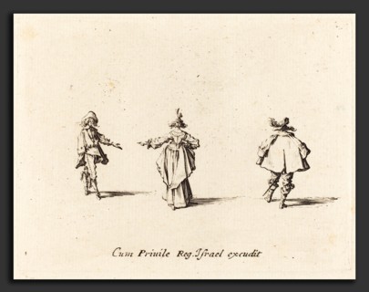 Jacques Callot (French, 1592 - 1635), Lady with Outstretched Arm,  Seen from Behind, and Two