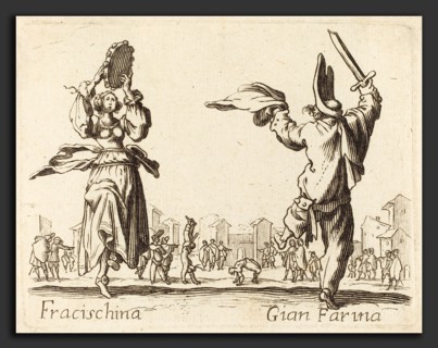 after Jacques Callot, Fracischina and Gian Farina, etching