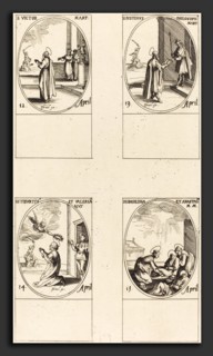Jacques Callot (French, 1592 - 1635), St. Victor; St. Justinus; Sts. Tiburtius and Valerianus; Sts.