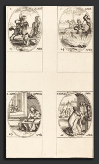 Jacques Callot (French, 1592 - 1635), St. George; St. Sabas; St. Mark, Evangelist; St. Marcellin,