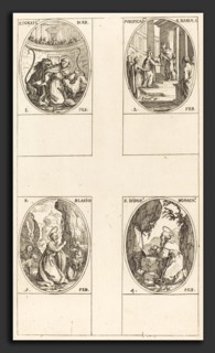 Jacques Callot (French, 1592 - 1635), St. Ignatius; Purification of the Virgin;  St. Blaise; St.