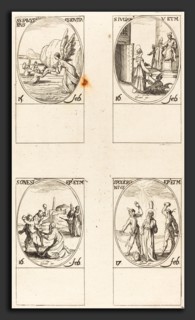 Jacques Callot (French, 1592 - 1635), Sts. Faustinus and Jovita; St. Juliana; St. Onesimus; St.