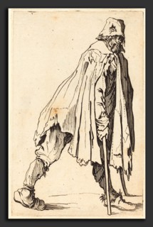 Jacques Callot (French, 1592 - 1635), Beggar with Crutches and Cap, c. 1622, etching