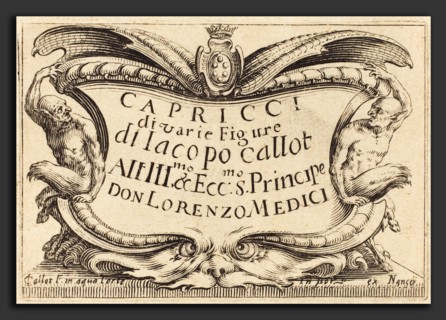 Jacques Callot (French, 1592 - 1635), Title Page for "The Capricci", c. 1622, etching