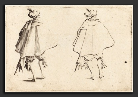 Jacques Callot (French, 1592 - 1635), Gentleman in Large Mantle, Seen from Behind, c. 1622, etching