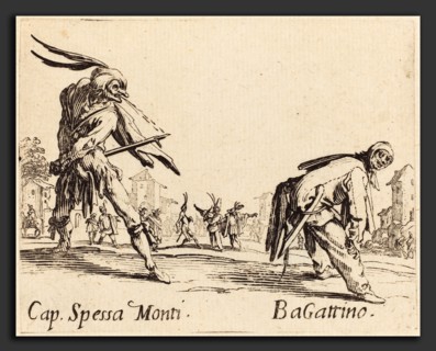 Jacques Callot (French, 1592 - 1635), Cap. Spessa Monti and Bagattino, c. 1622, etching