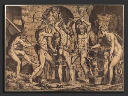 Léon Davent (French (?), active 1540-1556), Venus at Vulcan's Forge, etching