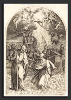 Jacques Callot (French, 1592 - 1635), Christ Walking on the Water [second plate], 1608-1611,