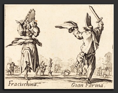 Jacques Callot (French, 1592 - 1635), Fracischina and Gian Farina, c. 1622, etching