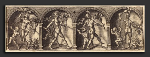 Master AD (French, active c. 1600), Les divers pourtraicts et figures IV, c. 1600, engraving