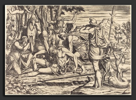 Léon Davent after Luca Penni (French (?), active 1540-1556), The Death of Adonis, etching