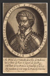 Thomas de Leu (French, c. 1560 - c. 1620), Charles de Gontaut, Duke of Biron, engraving on laid
