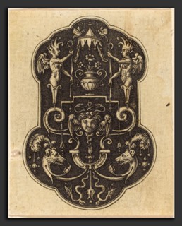 Etienne Delaune (French, 1518-1519 - 1583), Head of Medusa, engraving