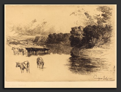 Francis Seymour Haden (British, 1818 - 1910), A Lancashire River, 1881, etching and drypoint