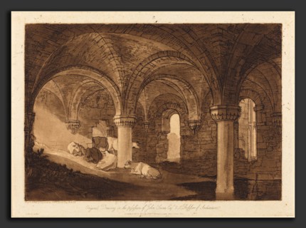 Joseph Mallord William Turner (British, 1775 - 1851), Crypt of Kirkstall Abbey, published 1812,
